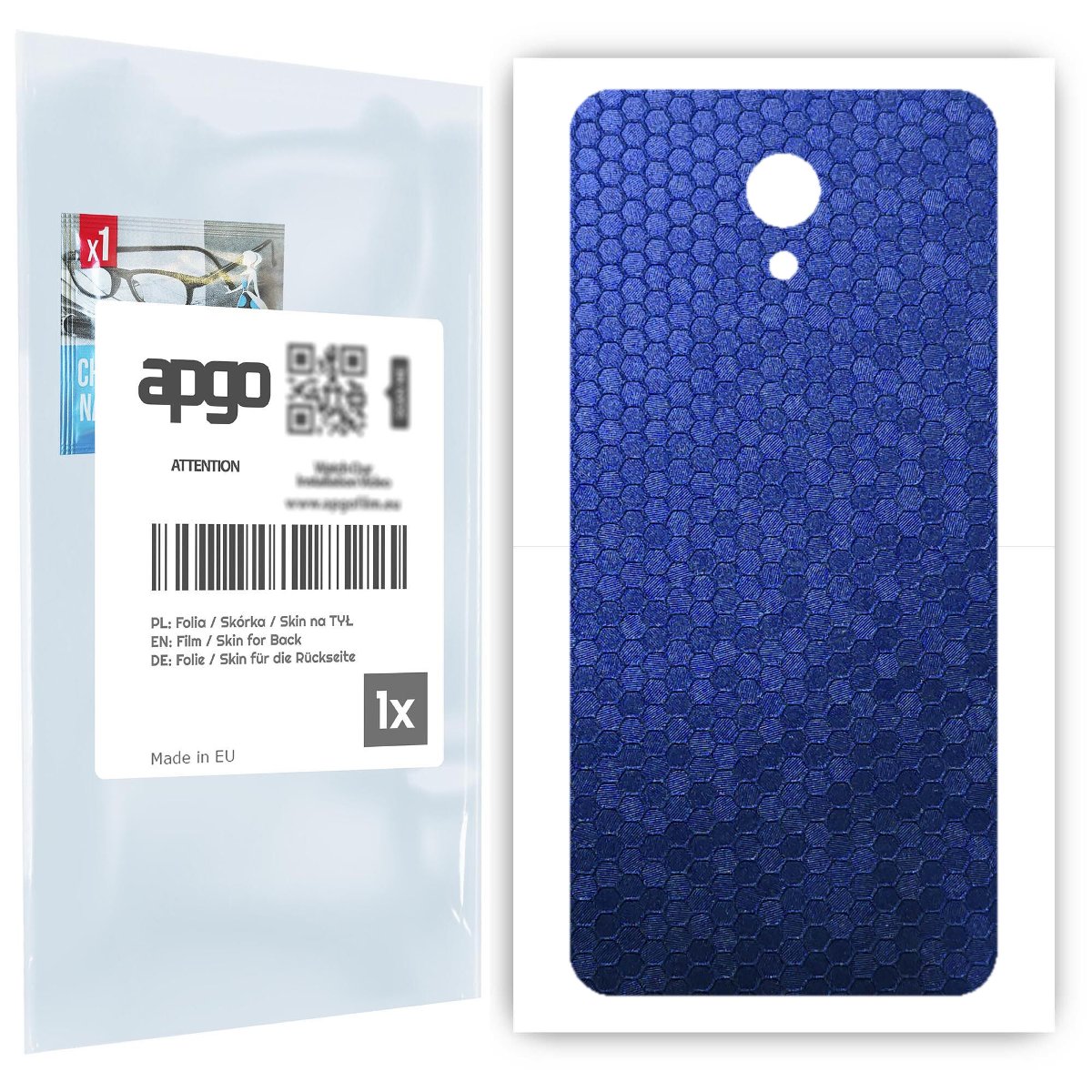 Folia naklejka skórka strukturalna na TYŁ do Meizu M6s -  Plaster Miodu Niebieski - apgo SKINS