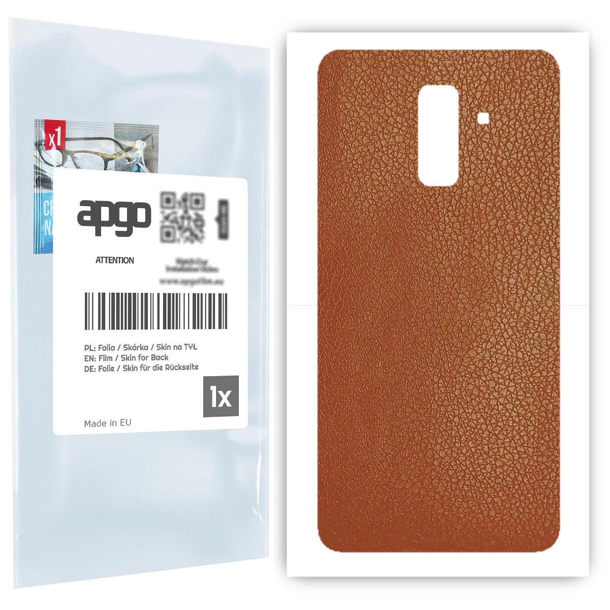 Folia naklejka skórka strukturalna na TYŁ do Samsung Galaxy A6+ (2018) -  Skóra Brązowa - apgo SKINS