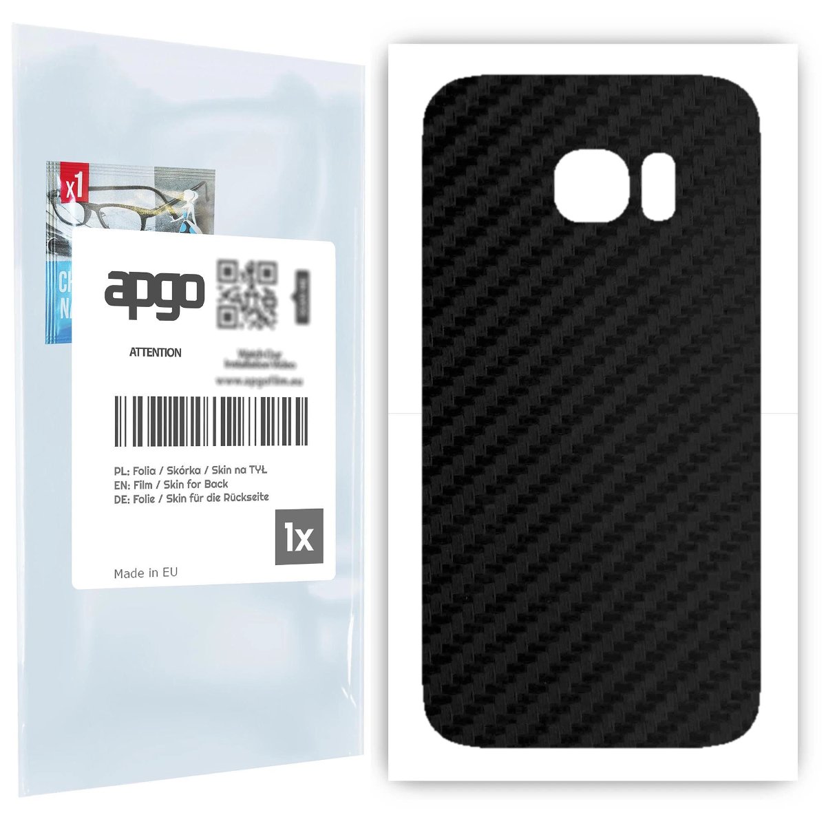 Folia naklejka skórka strukturalna na TYŁ do Samsung Galaxy S7 -  Carbon Czarny - apgo SKINS