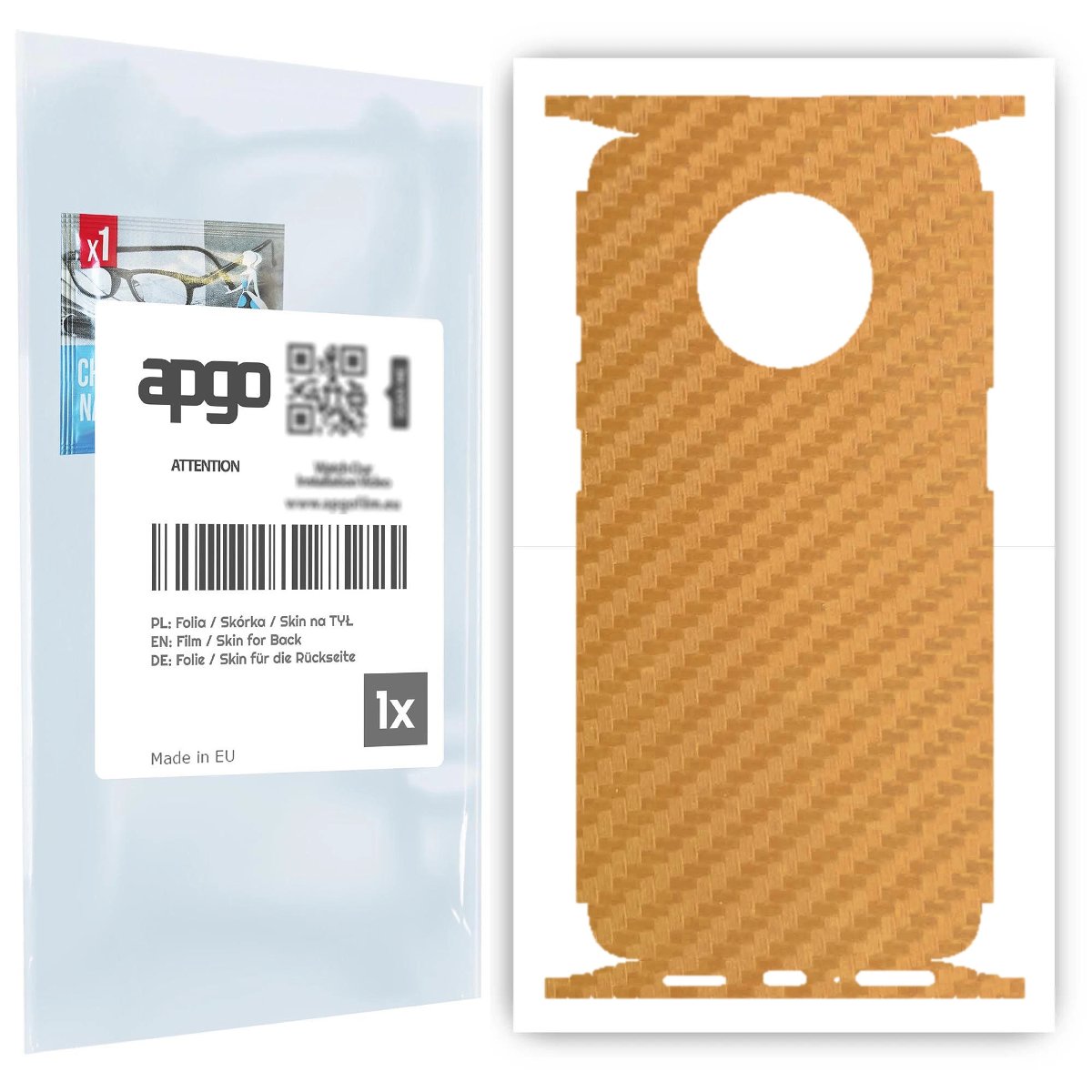 Folia naklejka skórka strukturalna na TYŁ+BOKI do OnePlus 7T -  Carbon Złoty - apgo SKINS