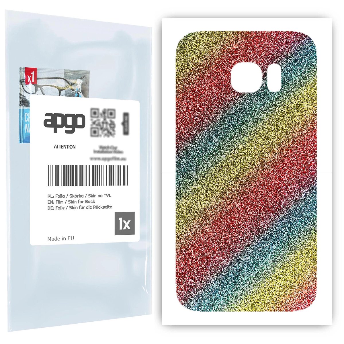 Folia naklejka skórka strukturalna na TYŁ do Samsung Galaxy S7 -  Brokat Tęcza - apgo SKINS