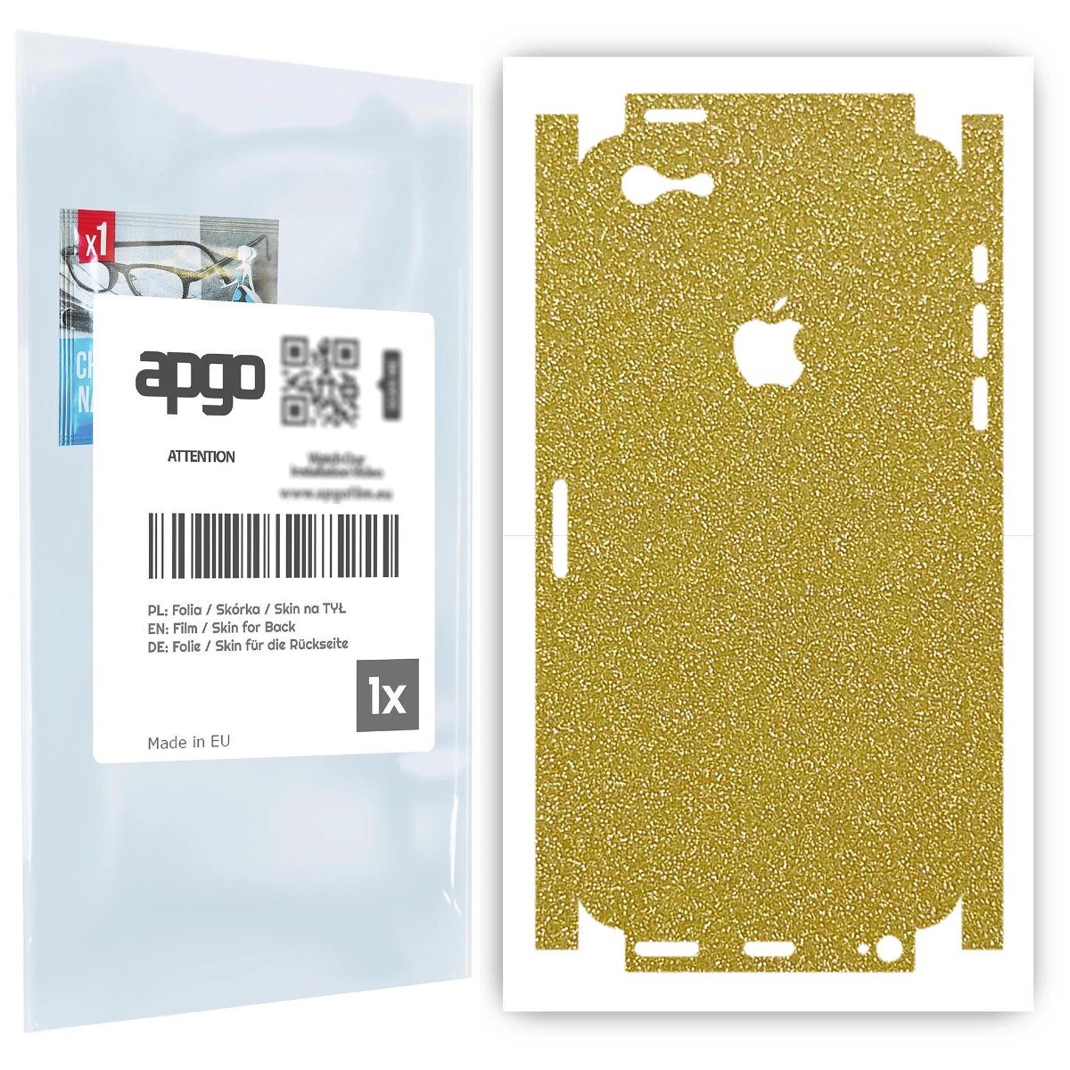 Folia naklejka skórka strukturalna na TYŁ+BOKI do Apple iPhone 5 -  Brokat Złoty - apgo SKINS