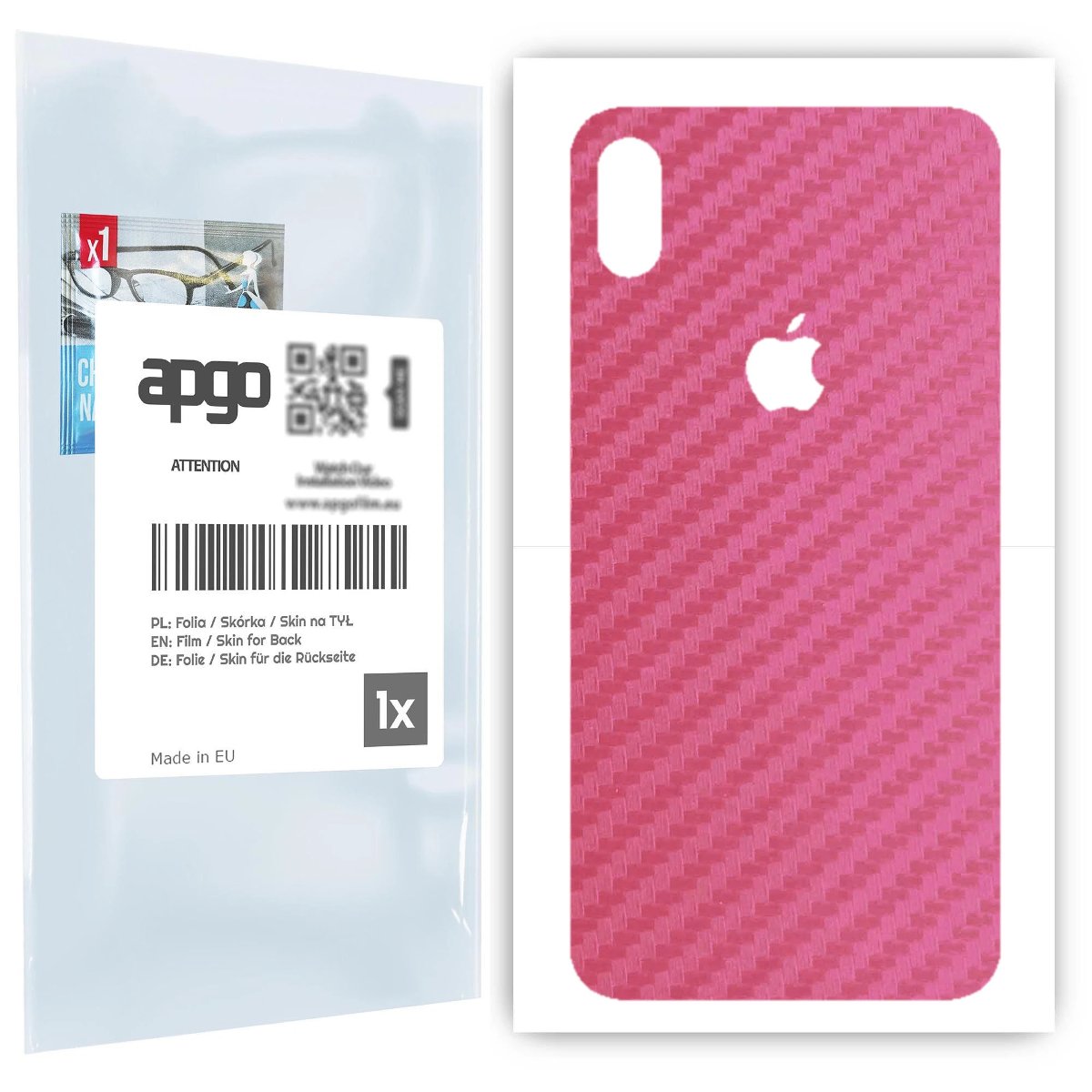 Folia naklejka skórka strukturalna na TYŁ do Apple iPhone XS Max -  Carbon Różowy - apgo SKINS