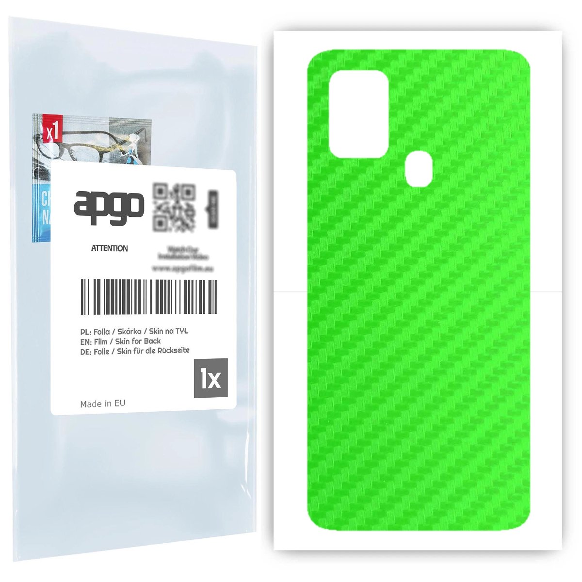 Folia naklejka skórka strukturalna na TYŁ do Samsung Galaxy A21s -  Carbon Zielony - apgo SKINS