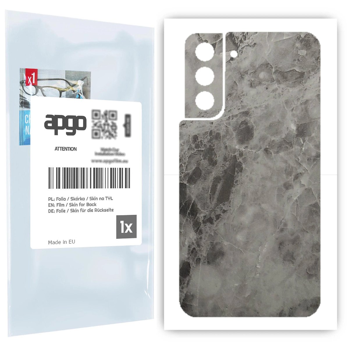 Folia naklejka skórka strukturalna na TYŁ do Samsung Galaxy S21 5G -  Marmur Czarny - apgo SKINS