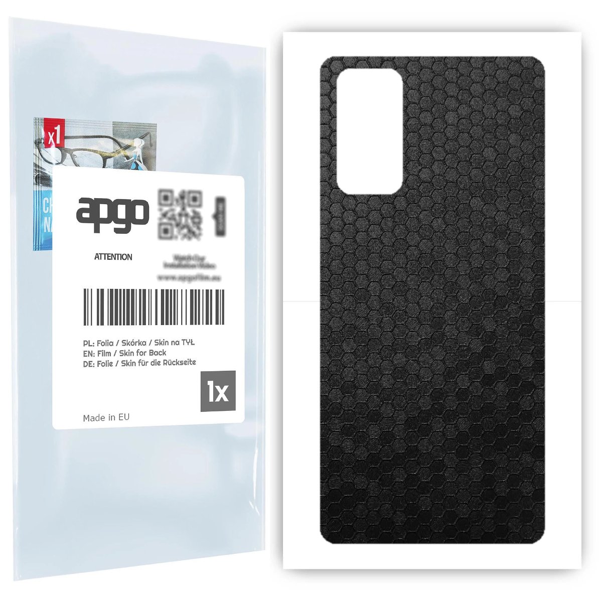 Folia naklejka skórka strukturalna na TYŁ do Samsung Galaxy S20 FE -  Plaster Miodu Czarny - apgo SKINS