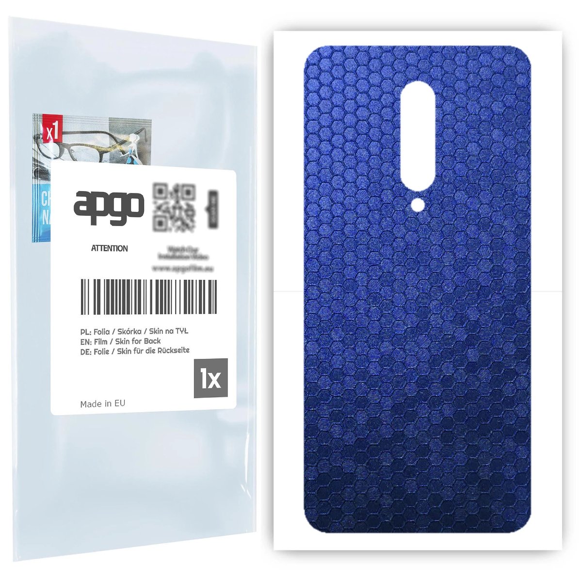 Folia naklejka skórka strukturalna na TYŁ do OnePlus 7 Pro -  Plaster Miodu Niebieski - apgo SKINS