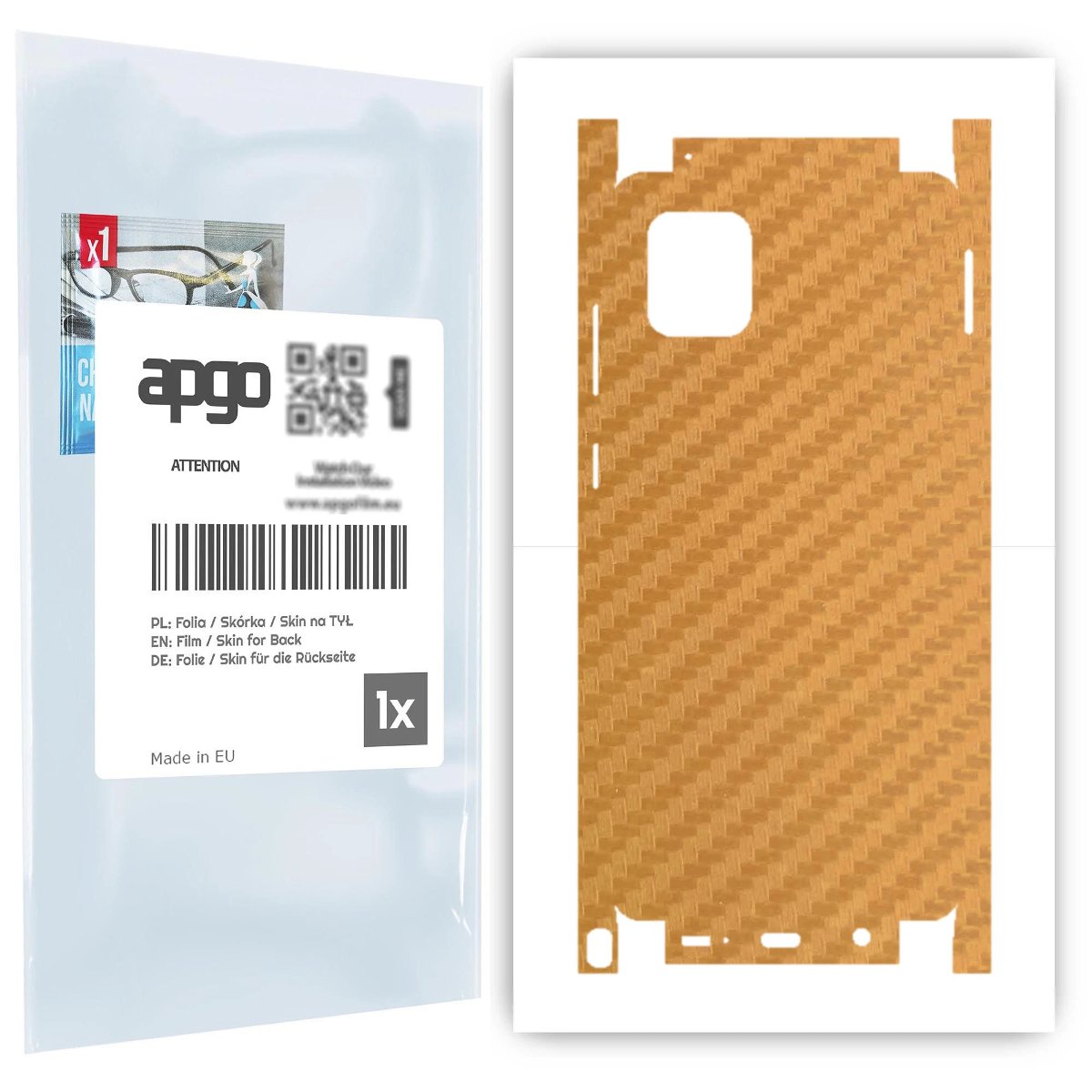 Folia naklejka skórka strukturalna na TYŁ+BOKI do Samsung Galaxy Note 10 Lite -  Carbon Złoty - apgo SKINS
