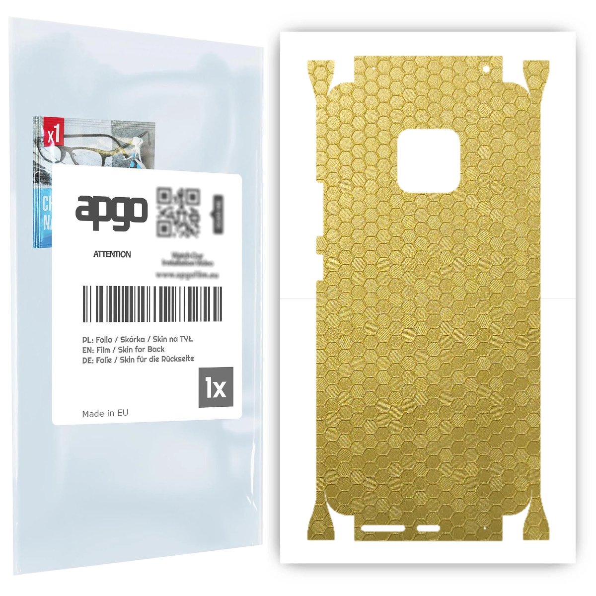 Folia naklejka skórka strukturalna na TYŁ+BOKI do Huawei Mate 20 Pro -  Plaster Miodu Złoty - apgo SKINS