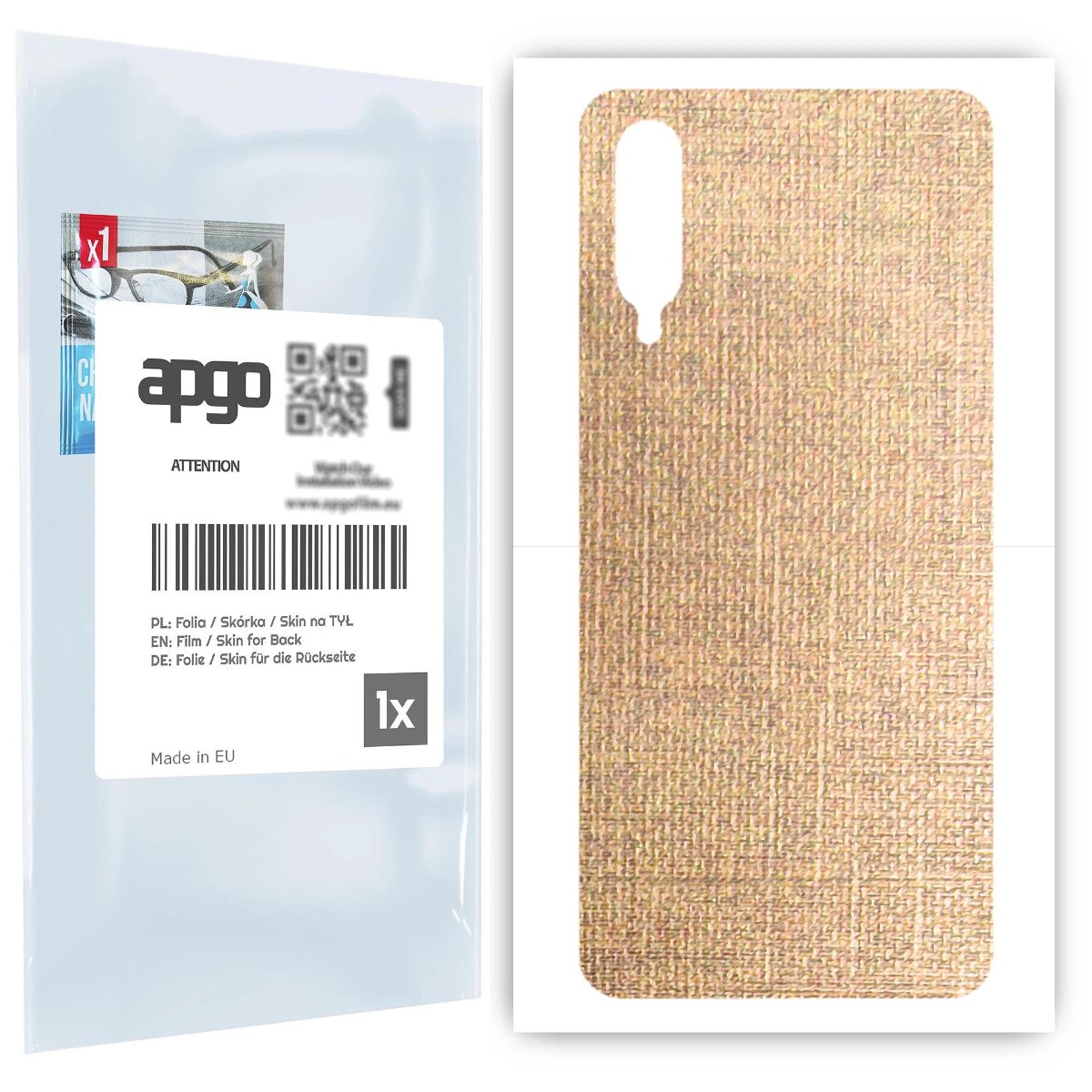 Folia naklejka skórka strukturalna na TYŁ do Xiaomi Mi 9 Lite -  Tkanina Denim Beżowy - apgo SKINS