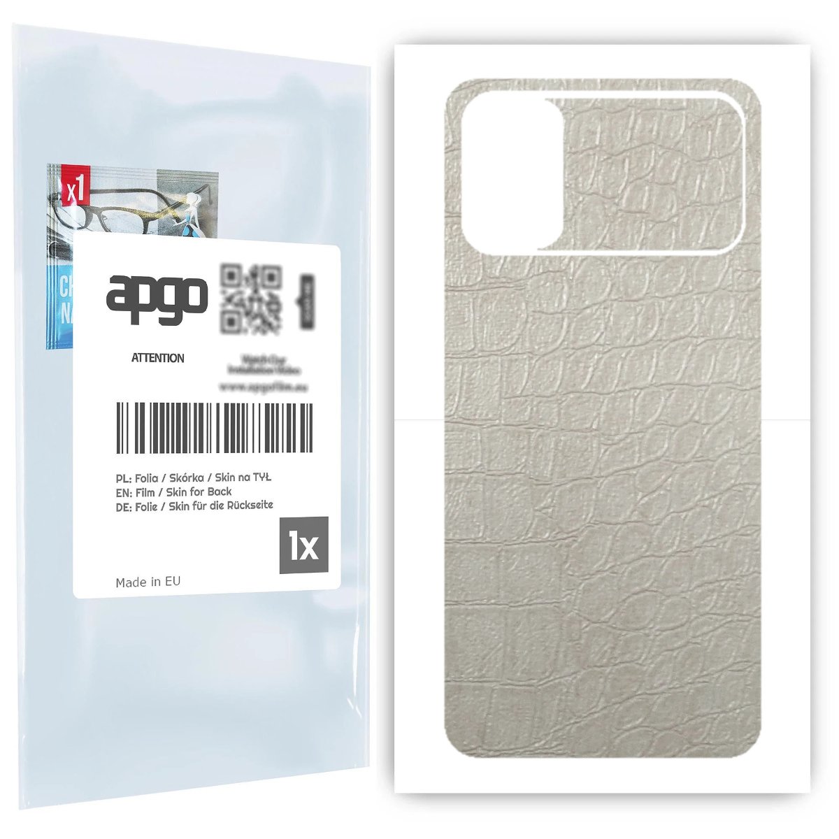 Folia naklejka skórka strukturalna na TYŁ do Xiaomi Poco M3 -  Skóra Krokodyla Biała - apgo SKINS