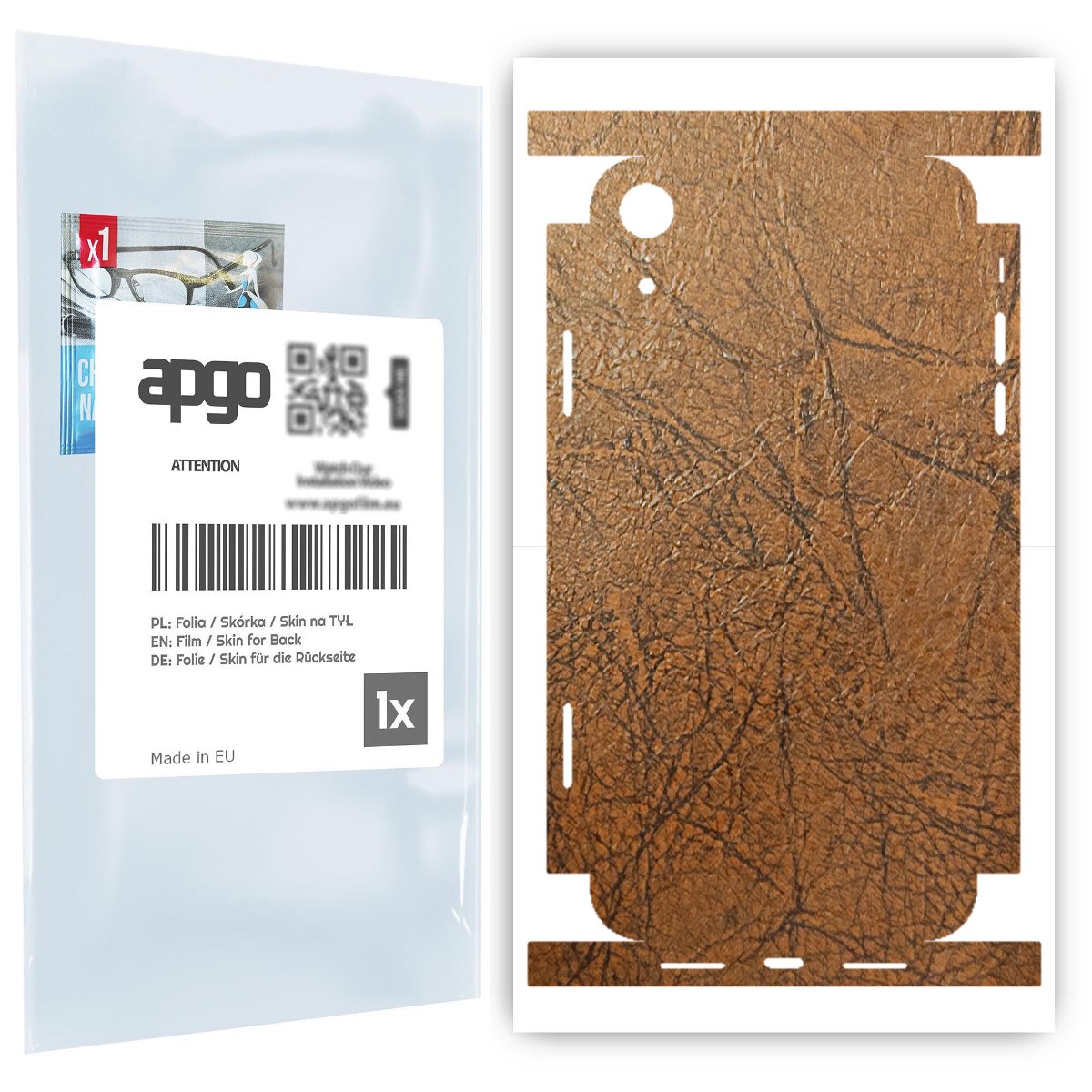 Folia naklejka skórka strukturalna na TYŁ+BOKI do Apple iPhone XR -  Skóra Vintage - apgo SKINS