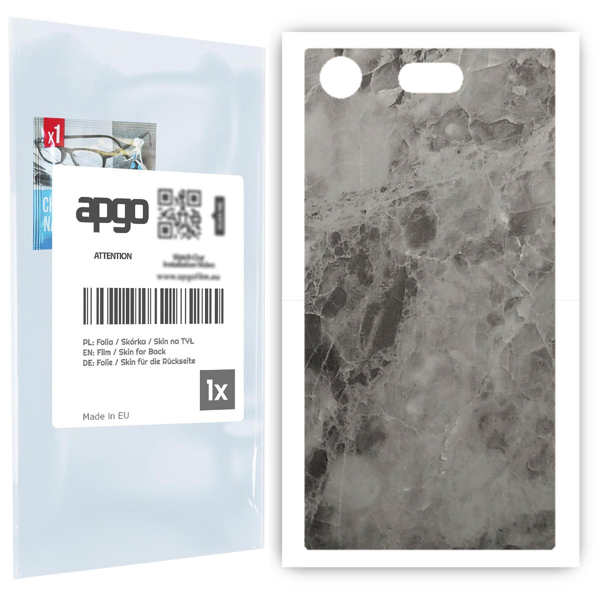 Folia naklejka skórka strukturalna na TYŁ do Sony Xperia XZ1 Compact -  Marmur Czarny - apgo SKINS