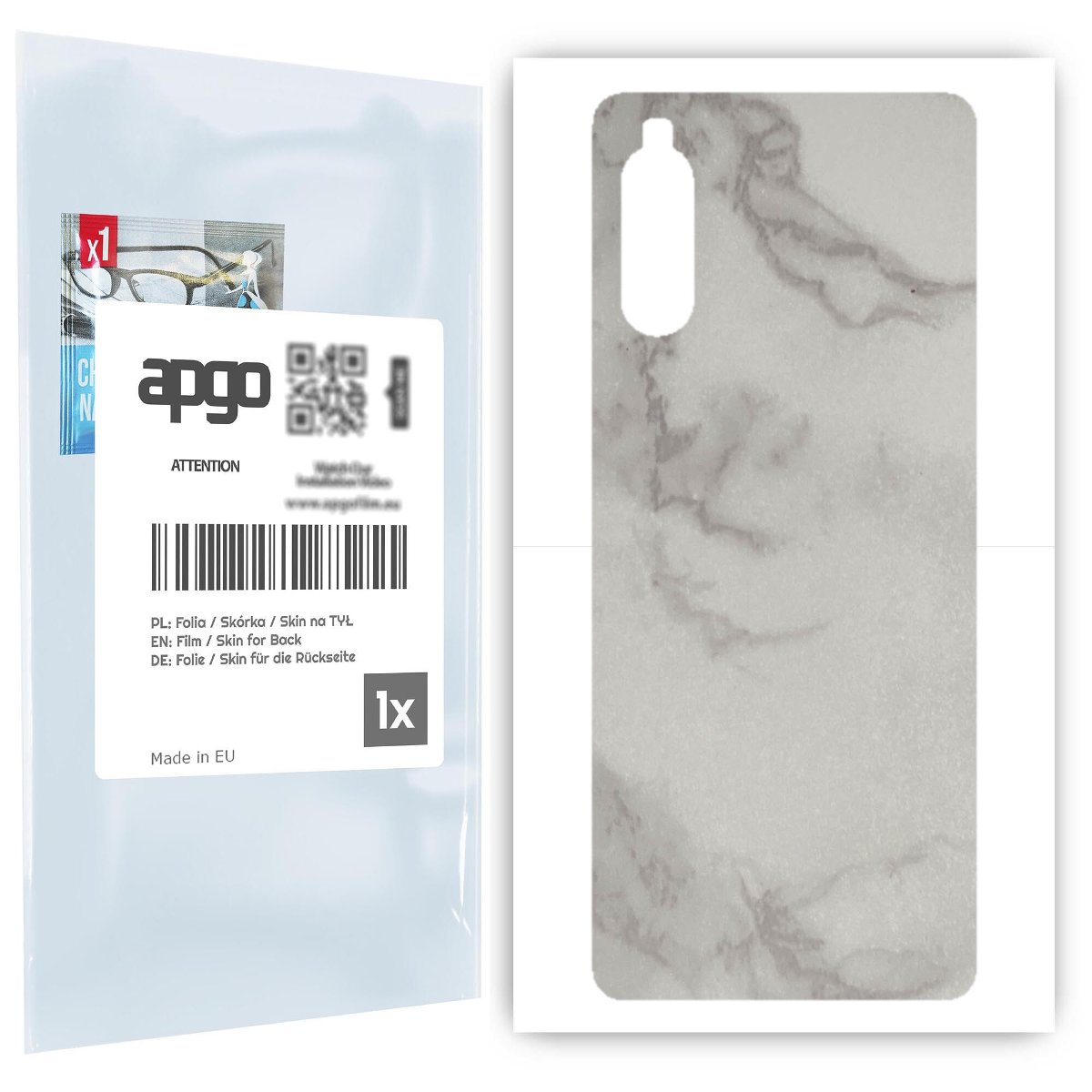 Folia naklejka skórka strukturalna na TYŁ do Sony Xperia 10 II -  Marmur Szary - apgo SKINS