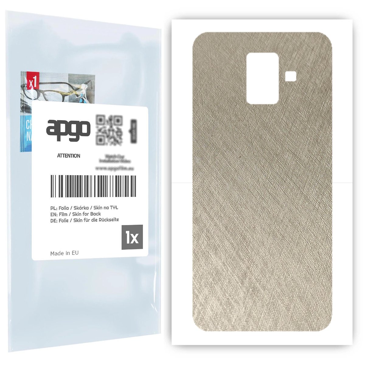 Folia naklejka skórka strukturalna na TYŁ do Samsung Galaxy A6 (2018) -  Tytan Srebrny - apgo SKINS