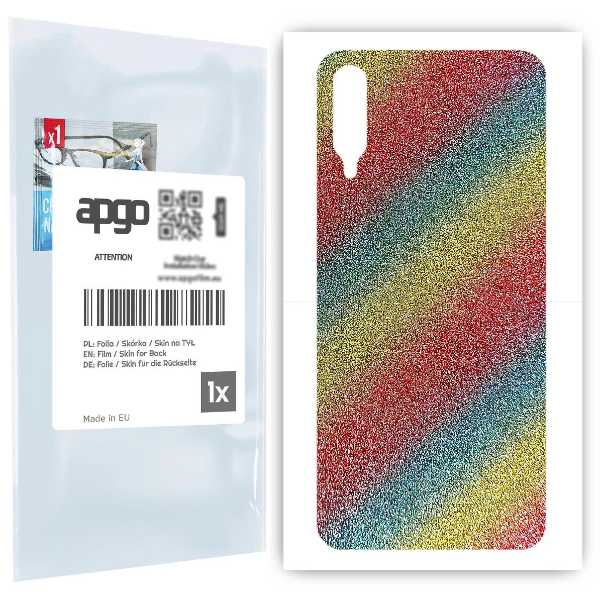 Folia naklejka skórka strukturalna na TYŁ do Samsung Galaxy A30s -  Brokat Tęcza - apgo SKINS