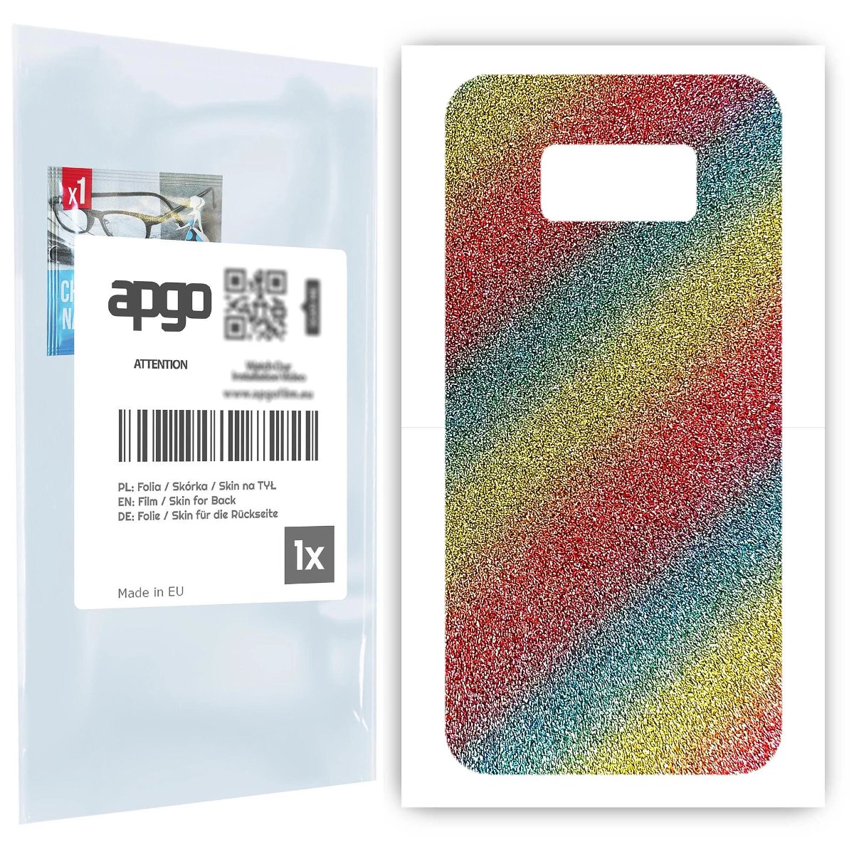 Folia naklejka skórka strukturalna na TYŁ do Samsung Galaxy S8 -  Brokat Tęcza - apgo SKINS