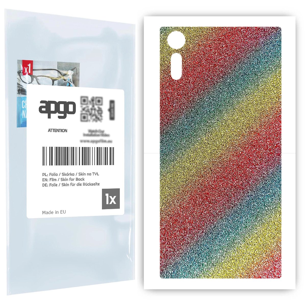 Folia naklejka skórka strukturalna na TYŁ do Sony Xperia XZ -  Brokat Tęcza - apgo SKINS