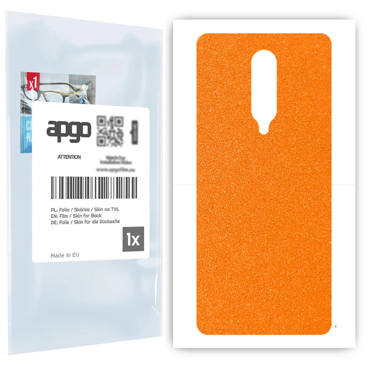 Folia naklejka skórka strukturalna na TYŁ do OnePlus 8 -  Pomarańczowy Pastel Matowy Chropowaty Baranek - apgo SKINS