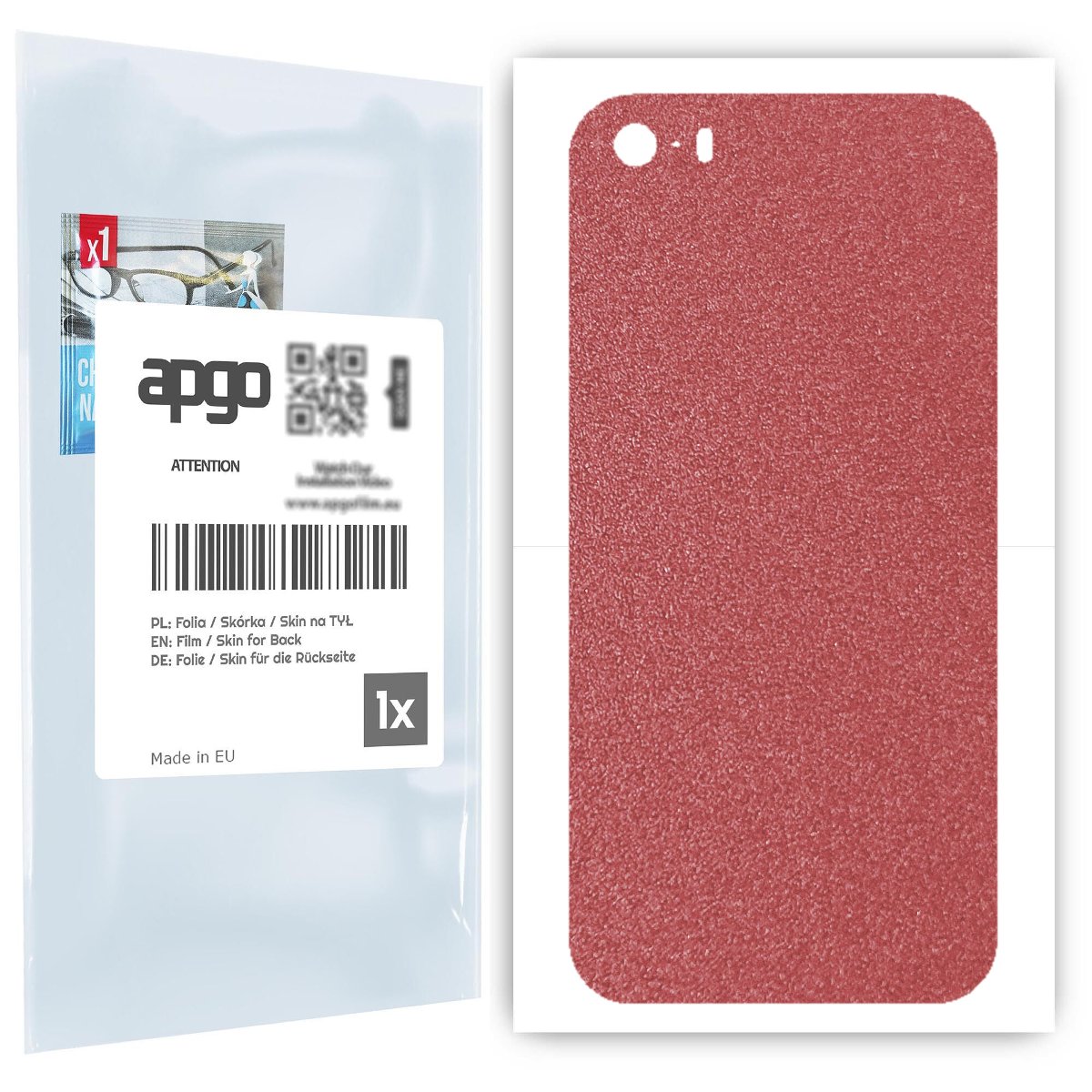 Folia naklejka skórka strukturalna na TYŁ do Apple iPhone 5s -  Różowy Pastel Matowy Chropowaty Baranek - apgo SKINS