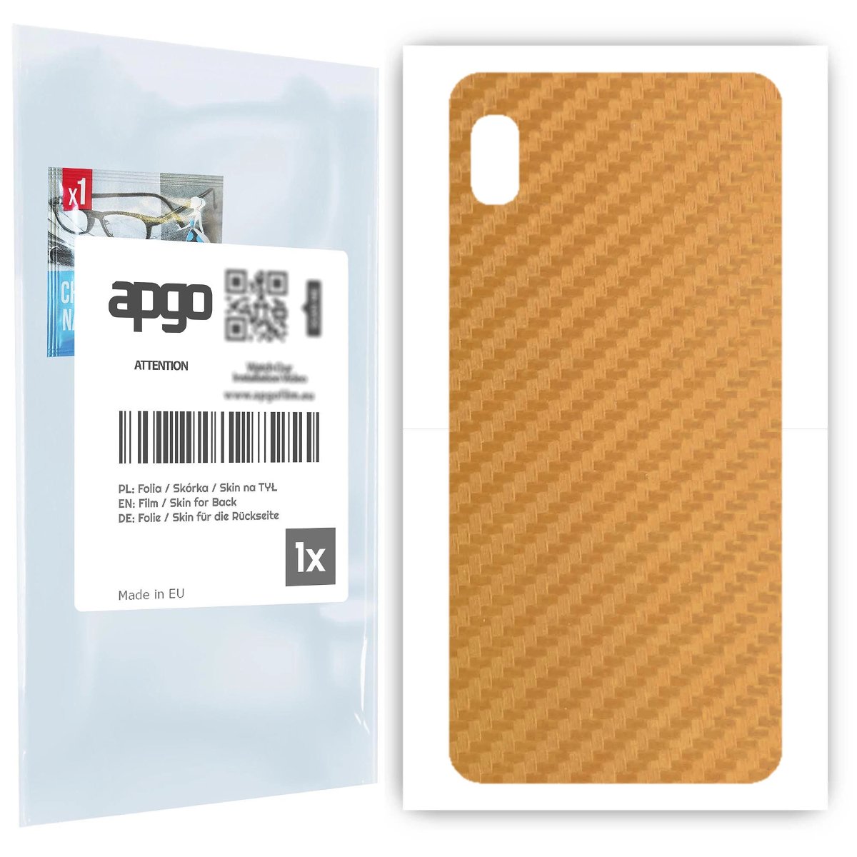 Folia naklejka skórka strukturalna na TYŁ do Samsung Galaxy A10 -  Carbon Złoty - apgo SKINS