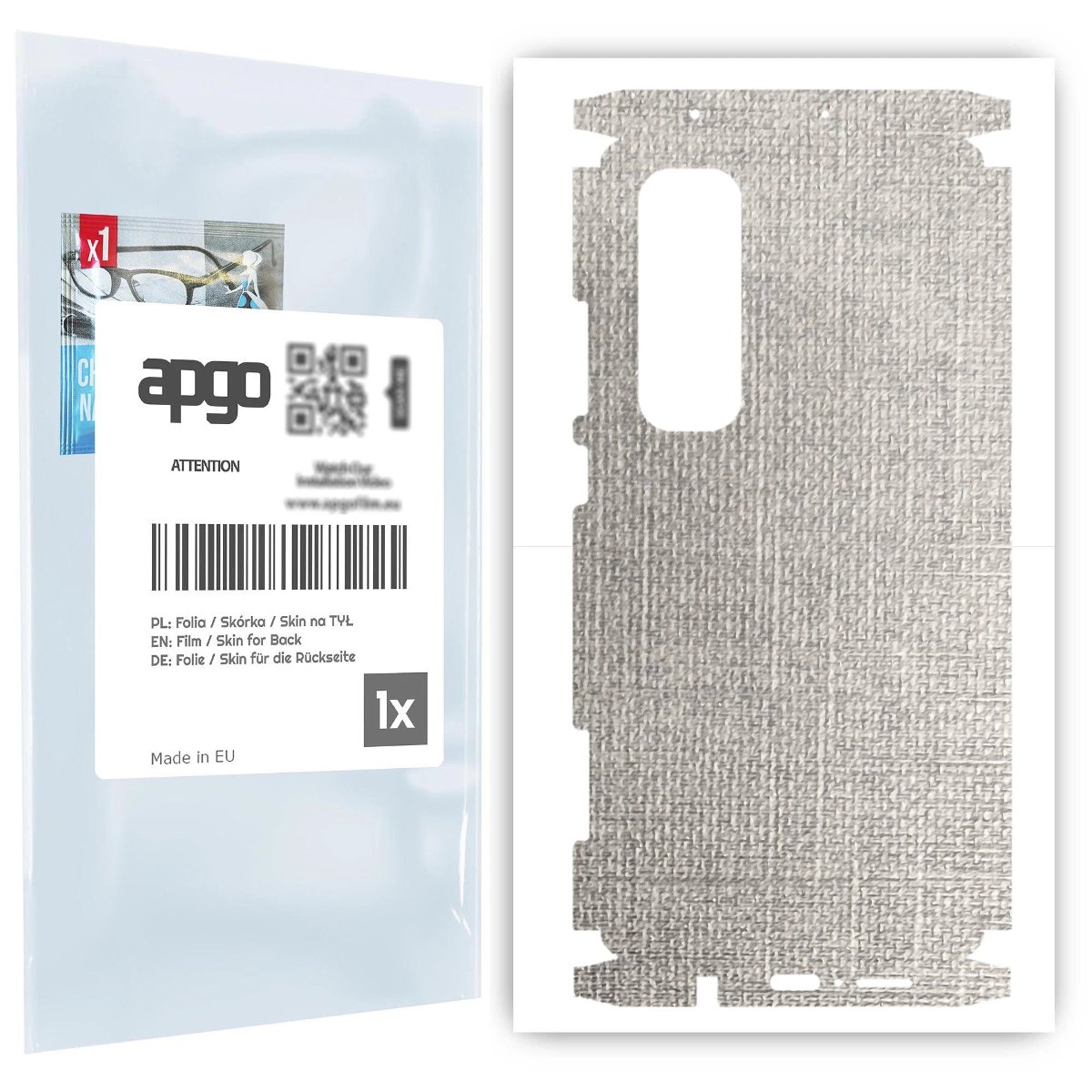 Folia naklejka skórka strukturalna na TYŁ+BOKI do Xiaomi Mi Note 10 Lite -  Tkanina Denim Szary - apgo SKINS
