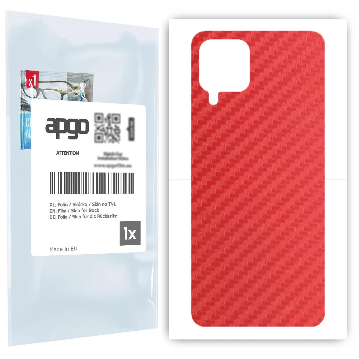 Folia naklejka skórka strukturalna na TYŁ do Samsung Galaxy A22 -  Carbon Czerwony - apgo SKINS