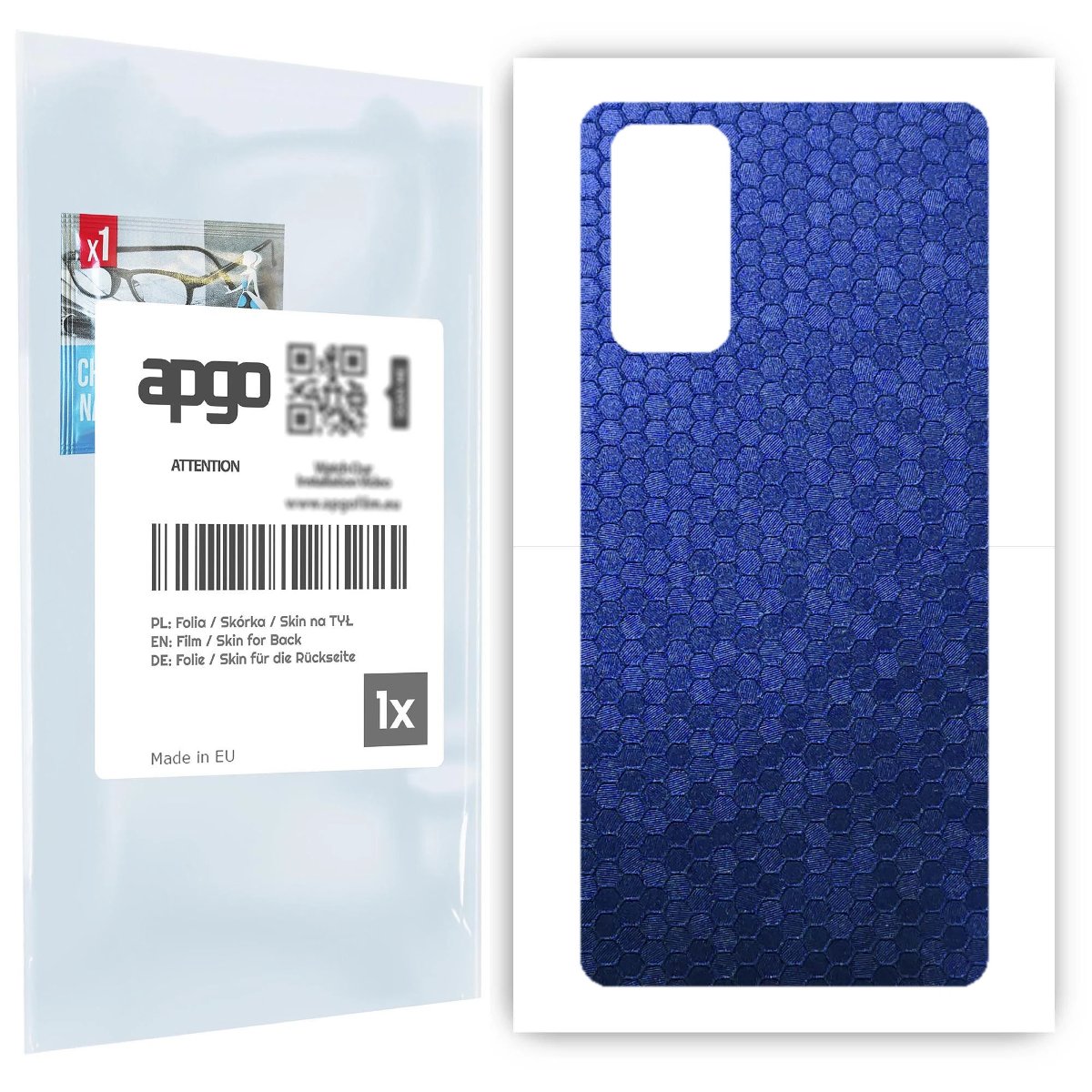 Folia naklejka skórka strukturalna na TYŁ do Samsung Galaxy S20 FE 5G -  Plaster Miodu Niebieski - apgo SKINS