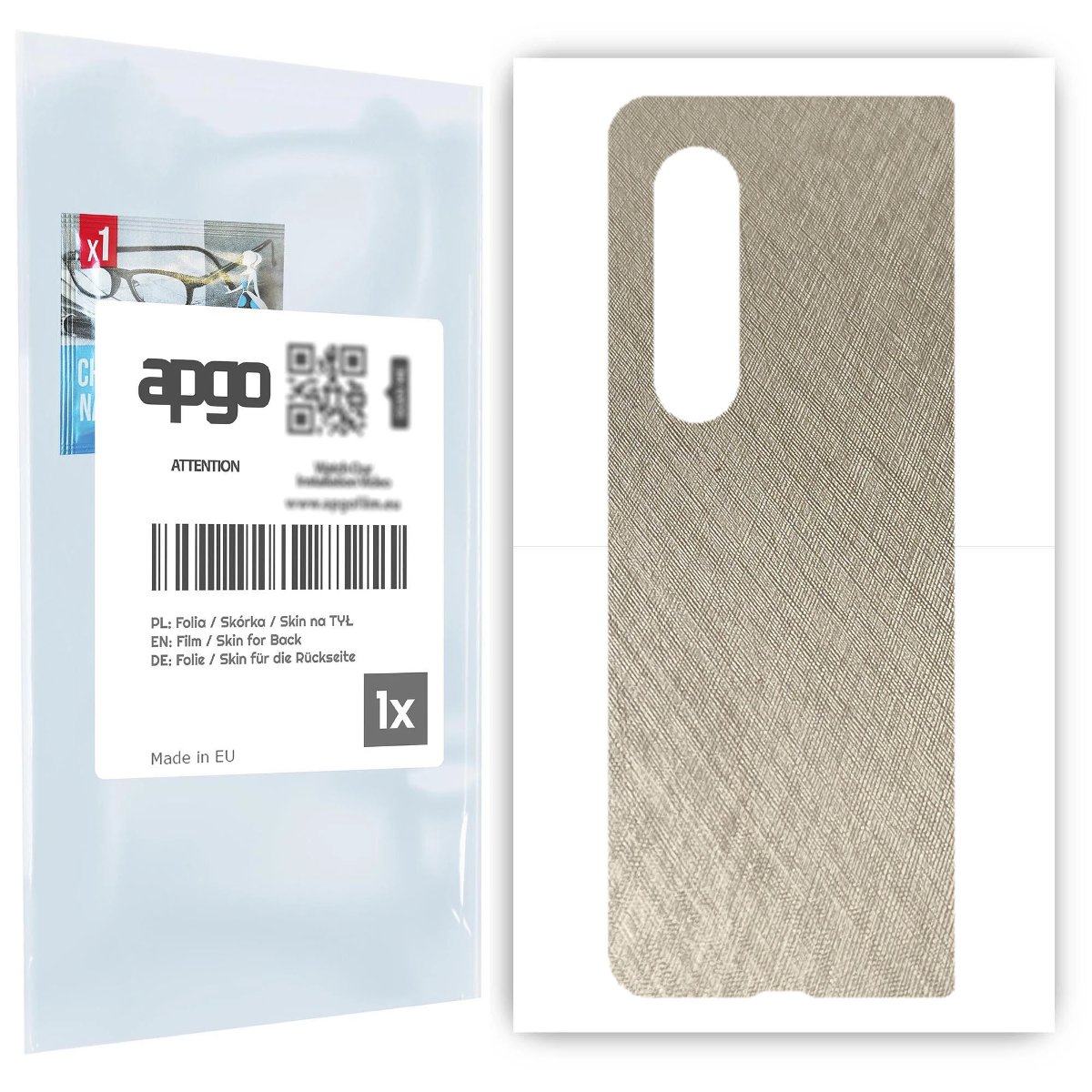 Folia naklejka skórka strukturalna na TYŁ do Samsung Galaxy Z Fold 3 -  Tytan Srebrny - apgo SKINS