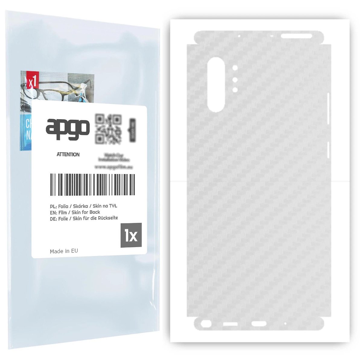 Folia naklejka skórka strukturalna na TYŁ+BOKI do Samsung Galaxy Note 10+ -  Carbon Przezroczysty - apgo SKINS
