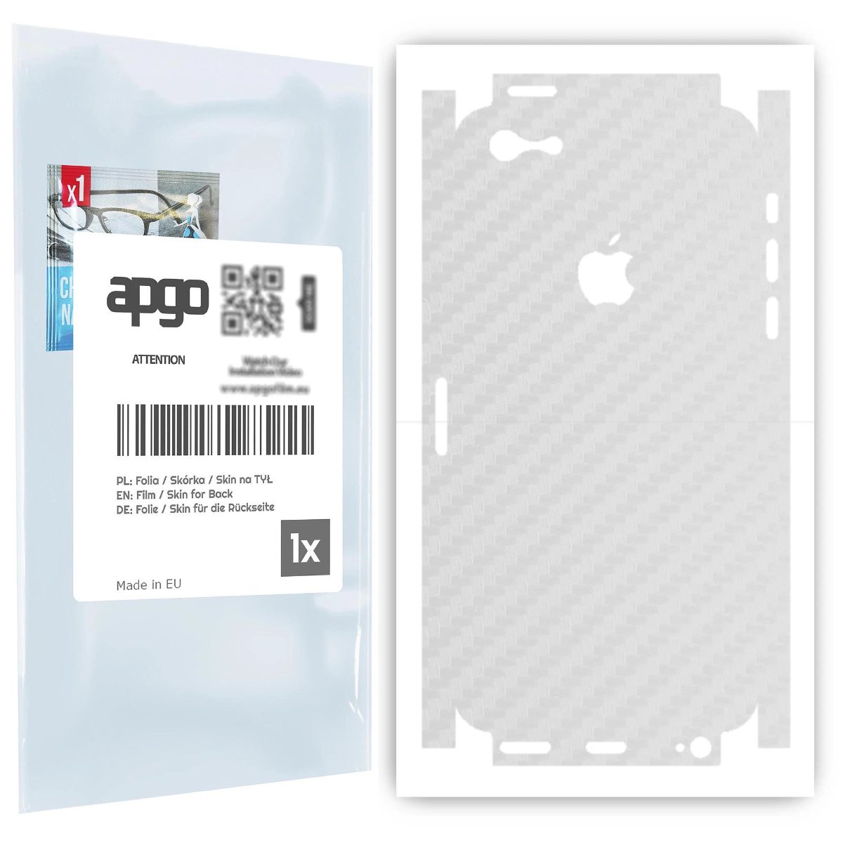 Folia naklejka skórka strukturalna na TYŁ+BOKI do Apple iPhone 5 -  Carbon Przezroczysty - apgo SKINS