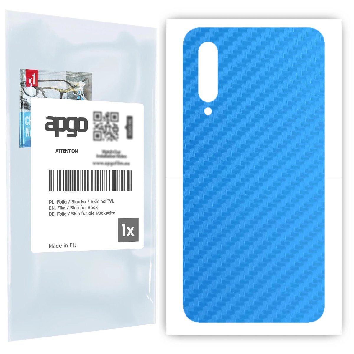 Folia naklejka skórka strukturalna na TYŁ do Xiaomi Mi 9 -  Carbon Niebieski - apgo SKINS