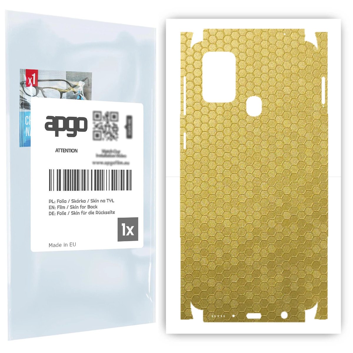 Folia naklejka skórka strukturalna na TYŁ+BOKI do Samsung Galaxy M31 -  Plaster Miodu Złoty - apgo SKINS