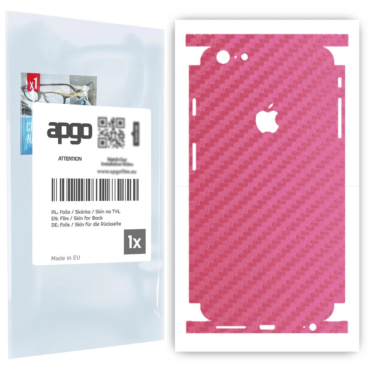 Folia naklejka skórka strukturalna na TYŁ+BOKI do Apple iPhone 6 Plus -  Carbon Różowy - apgo SKINS
