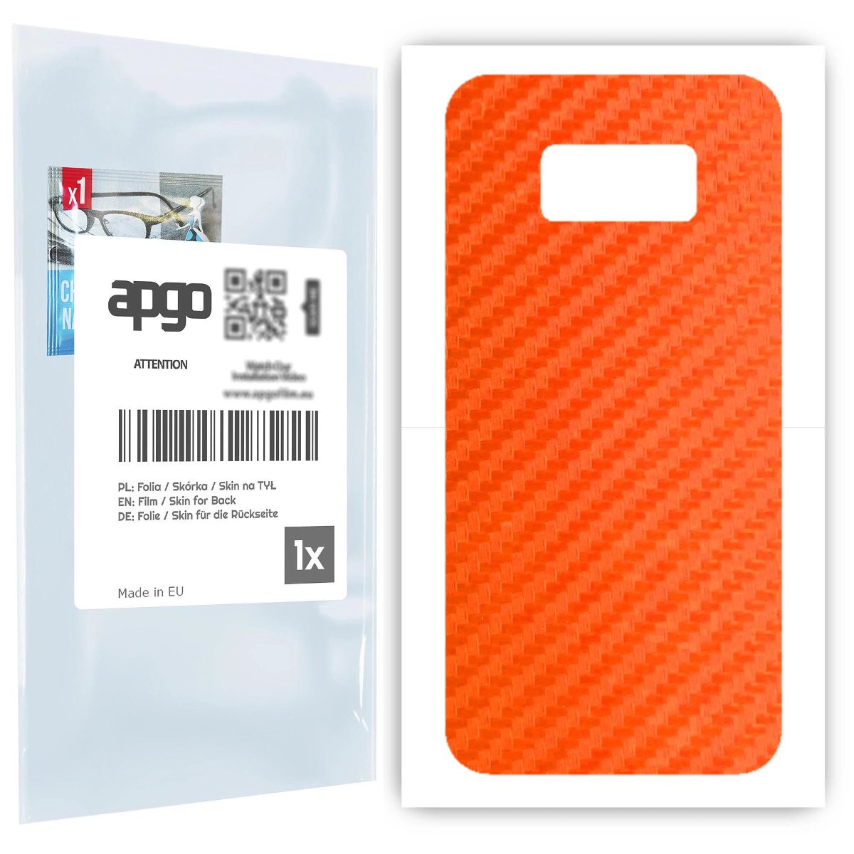Folia naklejka skórka strukturalna na TYŁ do Samsung Galaxy S8 -  Carbon Pomarańczowy - apgo SKINS