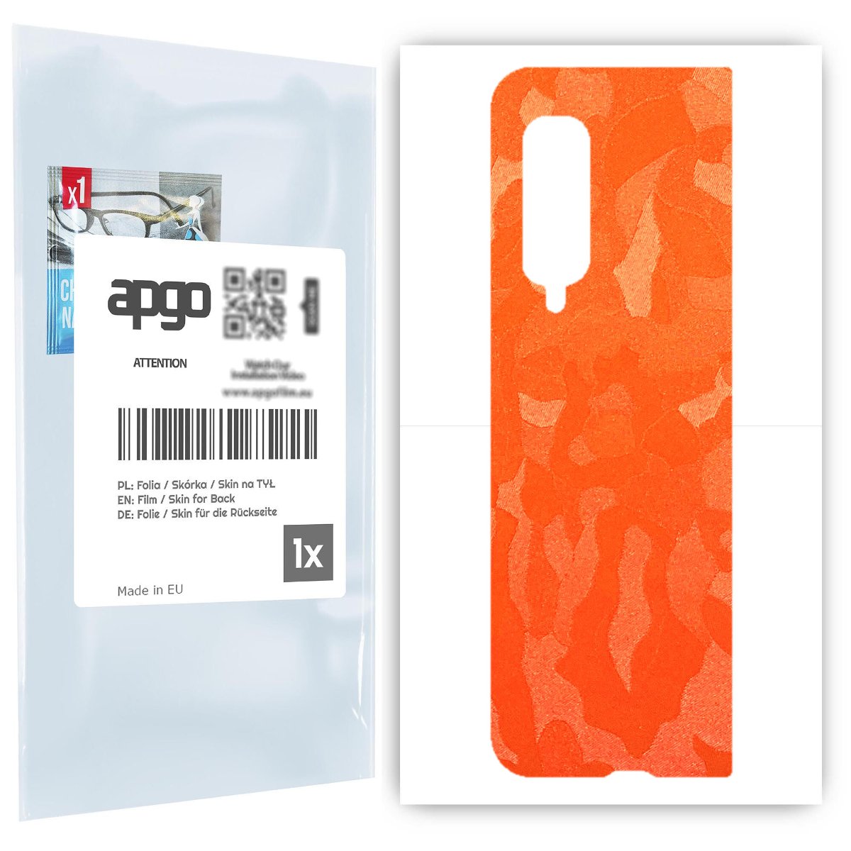 Folia naklejka skórka strukturalna na TYŁ do Samsung Galaxy Fold -  Moro | Camo Pomarańczowy - apgo SKINS