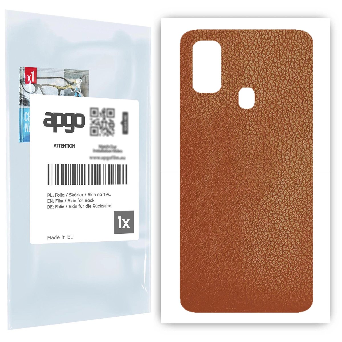 Folia naklejka skórka strukturalna na TYŁ do Samsung Galaxy M21 -  Skóra Brązowa - apgo SKINS