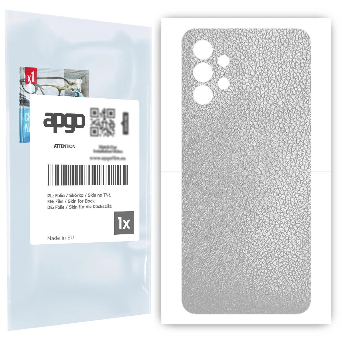 Folia naklejka skórka strukturalna na TYŁ do Samsung Galaxy A32 5G -  Skóra Srebrna - apgo SKINS