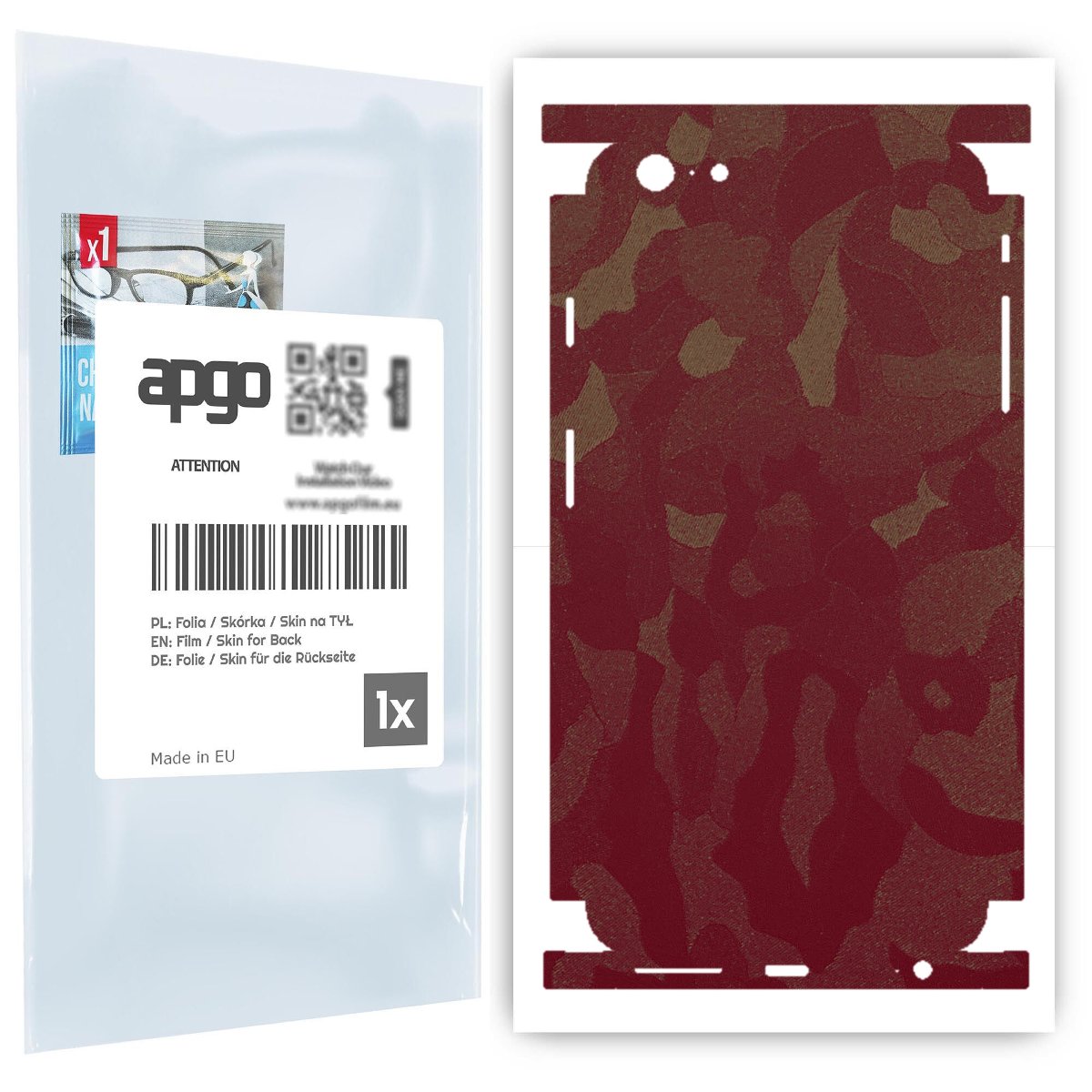 Folia naklejka skórka strukturalna na TYŁ+BOKI do Apple iPhone 6s Plus -  Moro | Camo Bordowy - apgo SKINS
