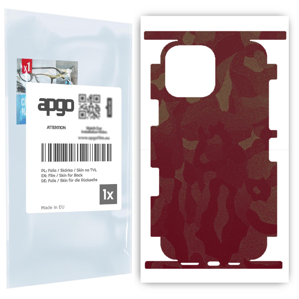 Folia naklejka skórka strukturalna na TYŁ+BOKI do Apple iPhone 13 Pro Max -  Moro | Camo Bordowy - apgo SKINS