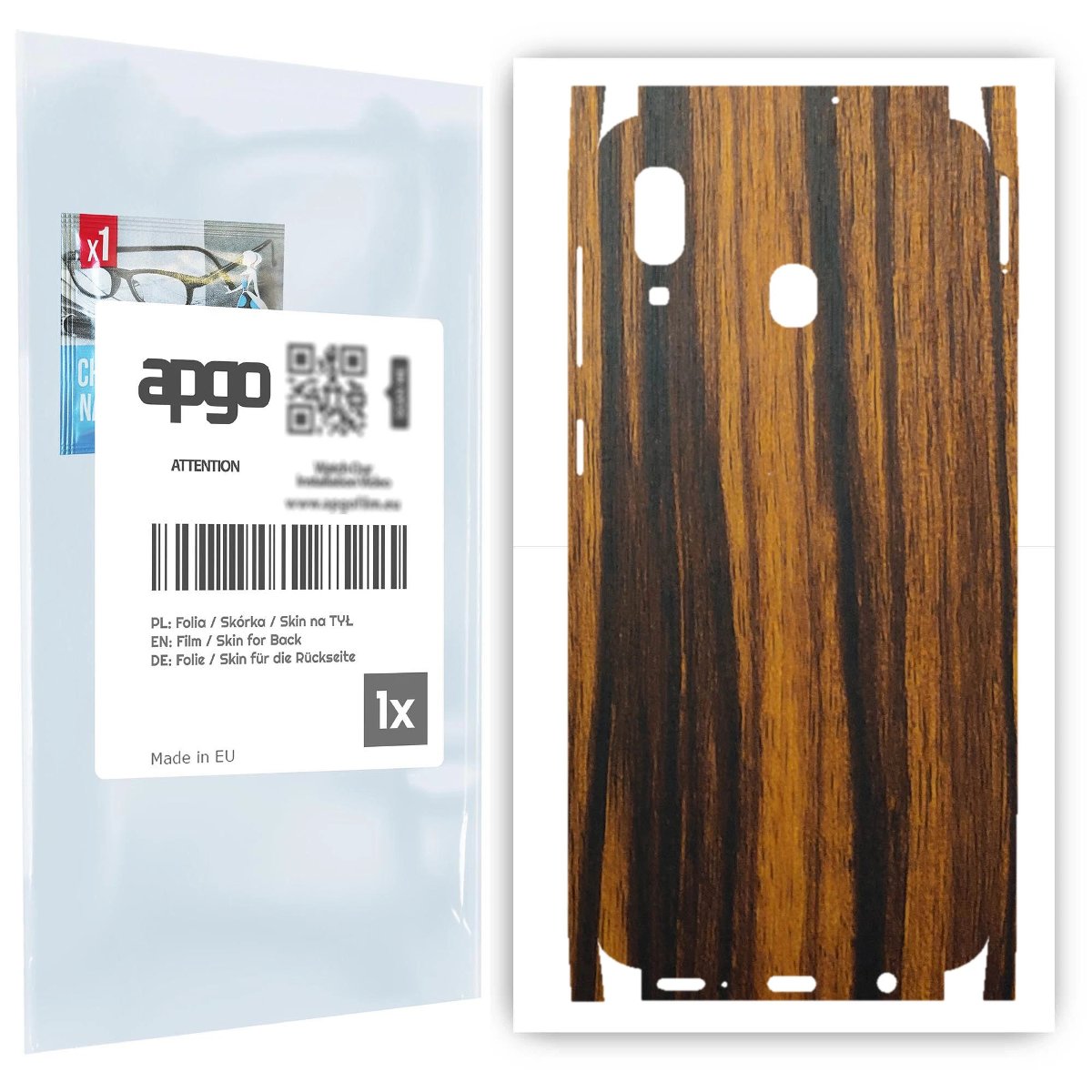 Folia naklejka skórka strukturalna na TYŁ+BOKI do Samsung Galaxy A20 -  Drewno Tygrysie - apgo SKINS