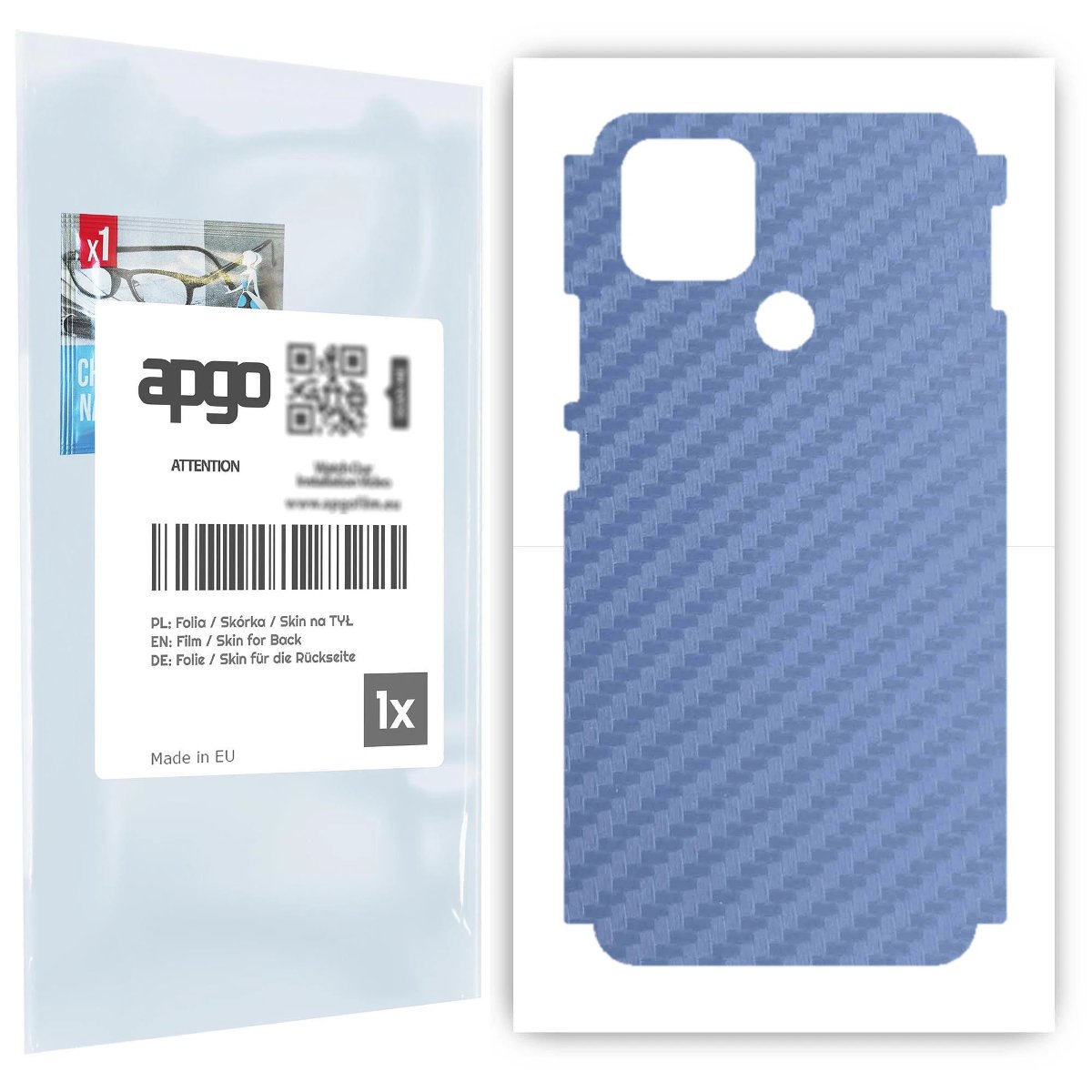 Folia naklejka skórka strukturalna na TYŁ+BOKI do Oppo A15 -  Carbon Granatowy - apgo SKINS