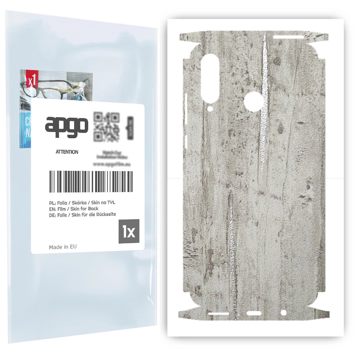 Folia naklejka skórka strukturalna na TYŁ+BOKI do Huawei P30 lite -  Beton Srebrne Paski - apgo SKINS