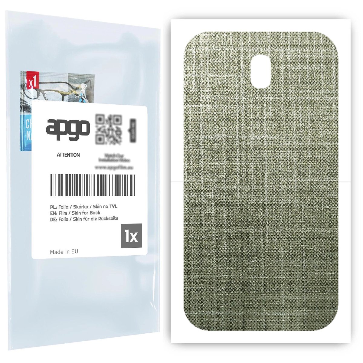 Folia naklejka skórka strukturalna na TYŁ do Samsung Galaxy J7 (2017) -  Tkanina Lniana - apgo SKINS