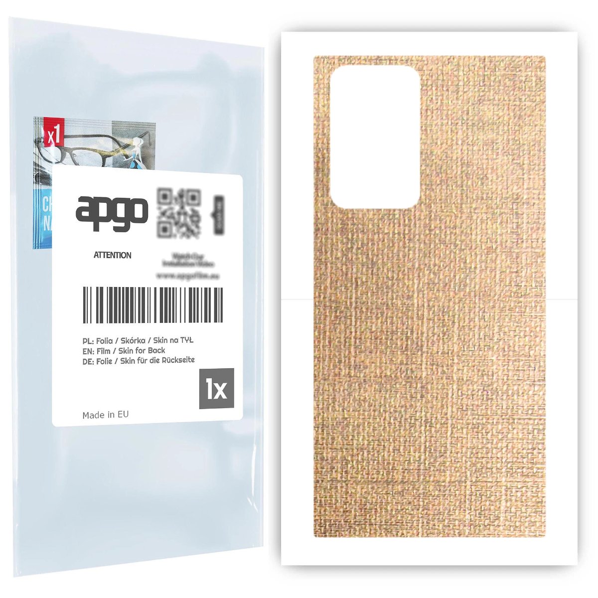 Folia naklejka skórka strukturalna na TYŁ do Samsung Galaxy Note 20 Ultra -  Tkanina Denim Beżowy - apgo SKINS