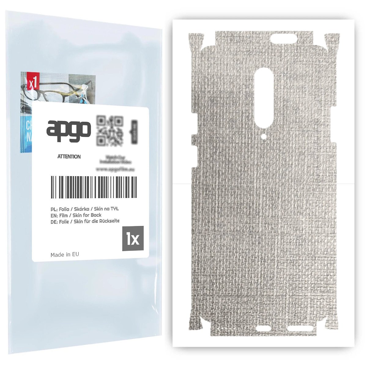 Folia naklejka skórka strukturalna na TYŁ+BOKI do OnePlus 7 Pro -  Tkanina Denim Szary - apgo SKINS