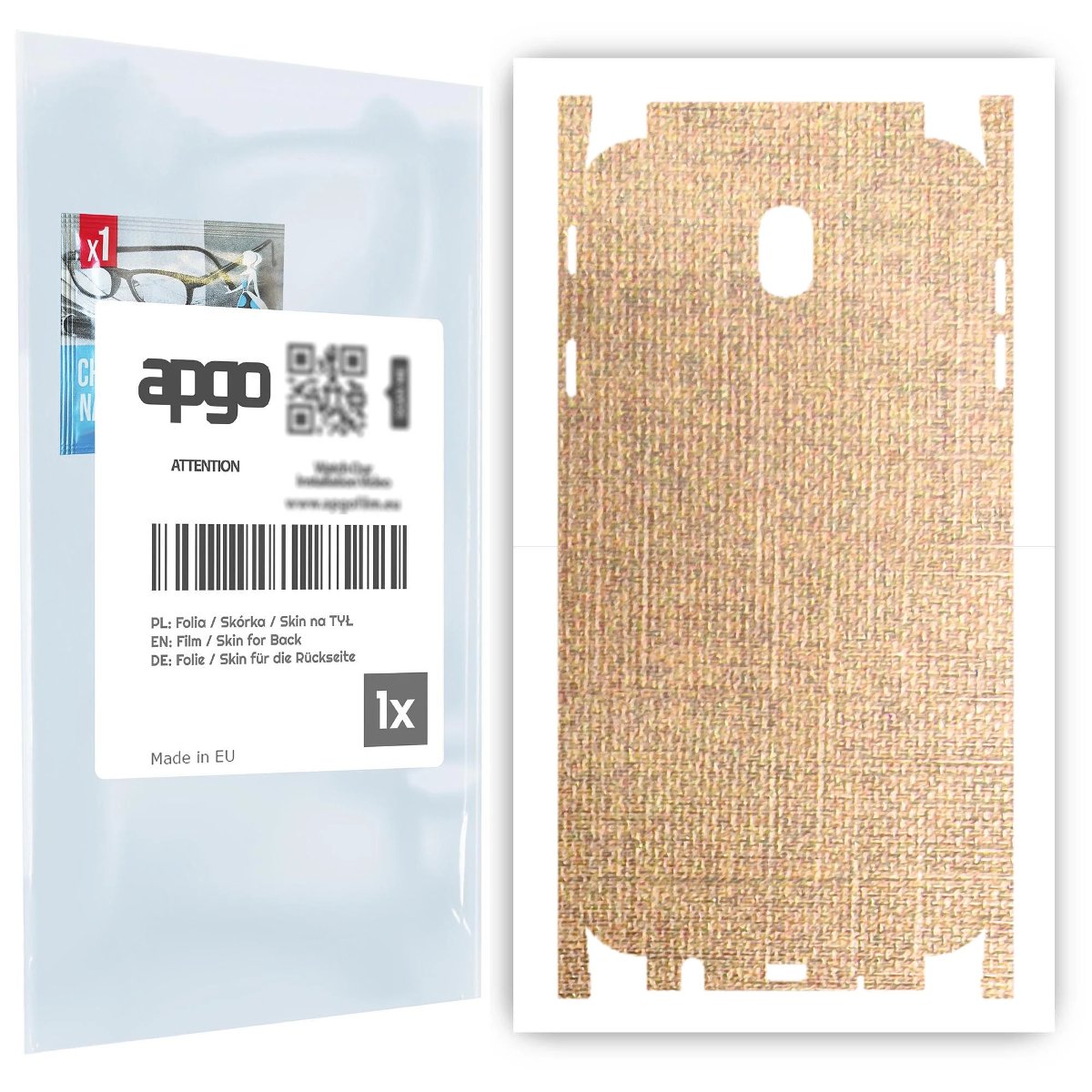 Folia naklejka skórka strukturalna na TYŁ+BOKI do Samsung Galaxy J7 (2017) -  Tkanina Denim Beżowy - apgo SKINS