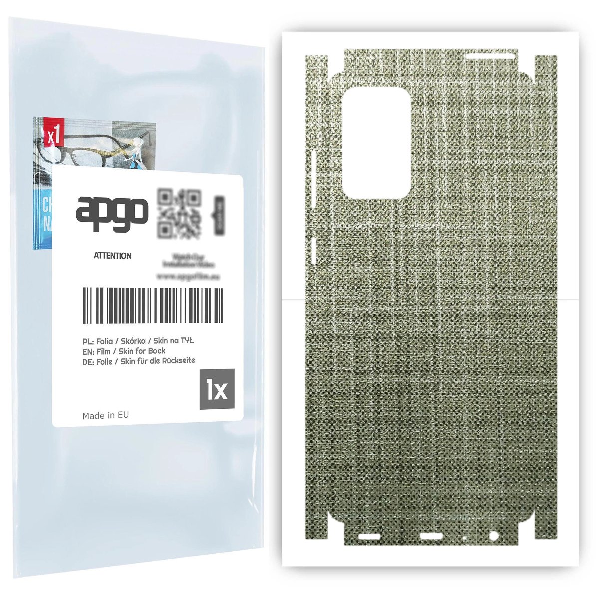 Folia naklejka skórka strukturalna na TYŁ+BOKI do Samsung Galaxy A72 -  Tkanina Lniana - apgo SKINS