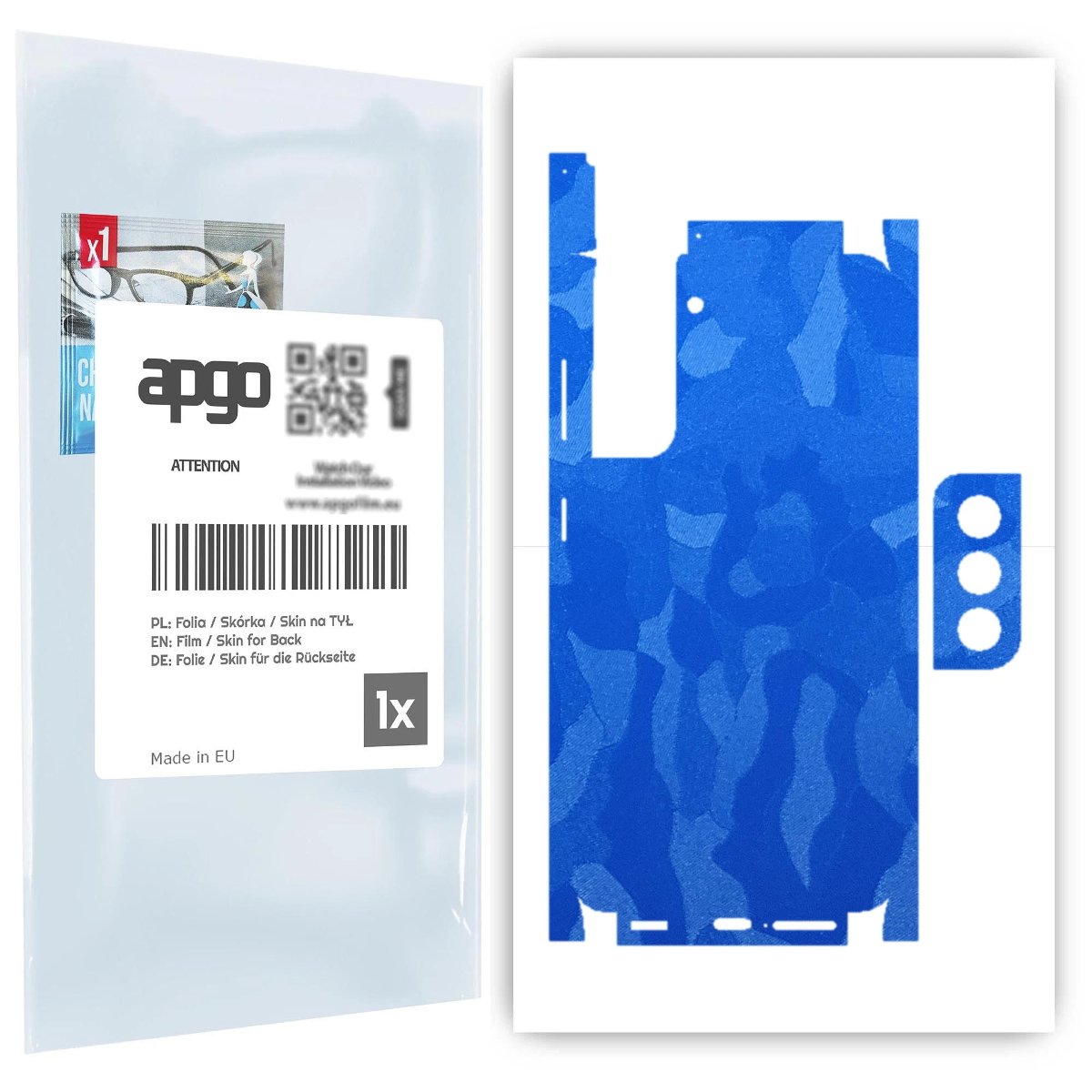 Folia naklejka skórka strukturalna na TYŁ+BOKI do Samsung Galaxy S21 5G -  Moro | Camo Niebieski - apgo SKINS