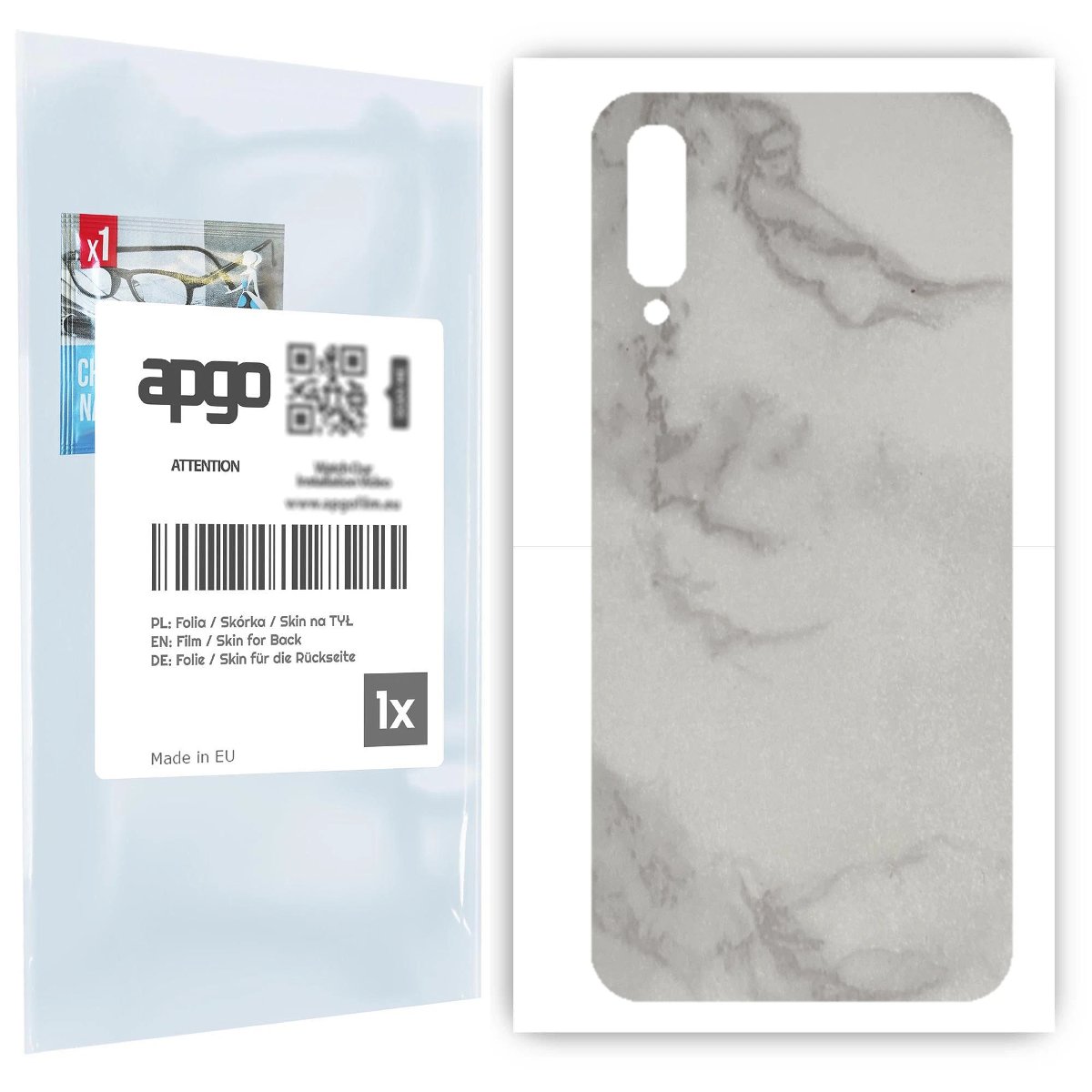 Folia naklejka skórka strukturalna na TYŁ do Samsung Galaxy A70 -  Marmur Szary - apgo SKINS